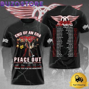 Aerosmith End Of An Era Peace Out Tour Signature All Over Print T Shirt