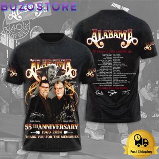 Alabama Band Tour 55Th Anniversary Signature All Over Print T Shirt