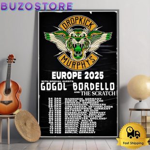 Dropkick Murphys With Gogol Bordello Europe 2025 Tour Poster Canvas