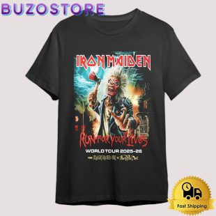 Iron Maiden Run For your Lives World Tour 2025 T Shirt