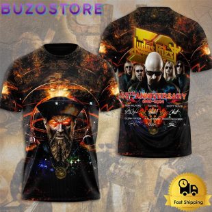 Judas Priest 55Th Anniversary Signature All Over Print T Shirt
