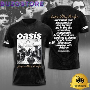 Oasis Definitely Maybe Rock Roll Star All Over Print T Shirt