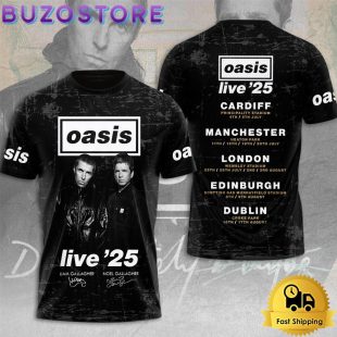 Oasis Noel And Liam live 2025 Tour Signature All Over Print T Shirt