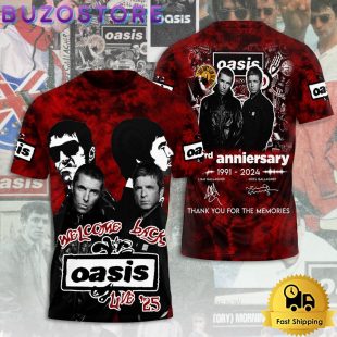 Oasis Tour Celebrates 34th Anniversary All Over Print T Shirt