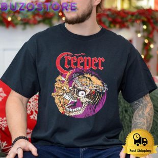 Creeper Distressed Skull Head T Shirt