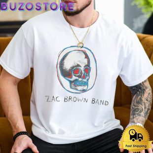 Zac Brown Band Red And Blue Skull T Shirt