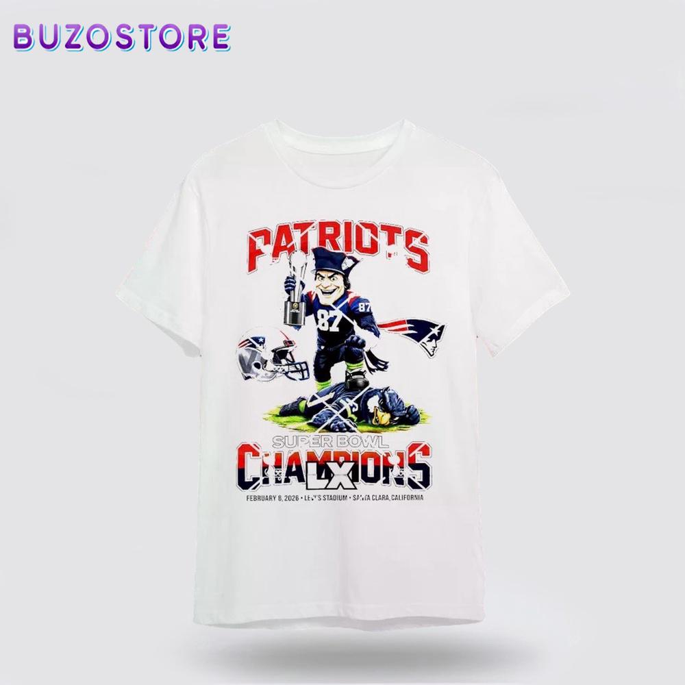 Patriots Mascot Super Bowl LX Champions Unisex T-Shirt For Fans