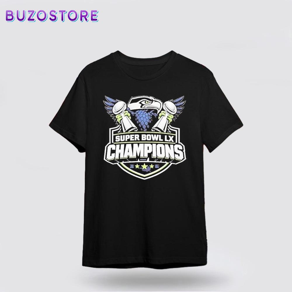 Seattle Seahawks Two Time Super Bowl Lx Champions Unisex T-Shirt For Fans