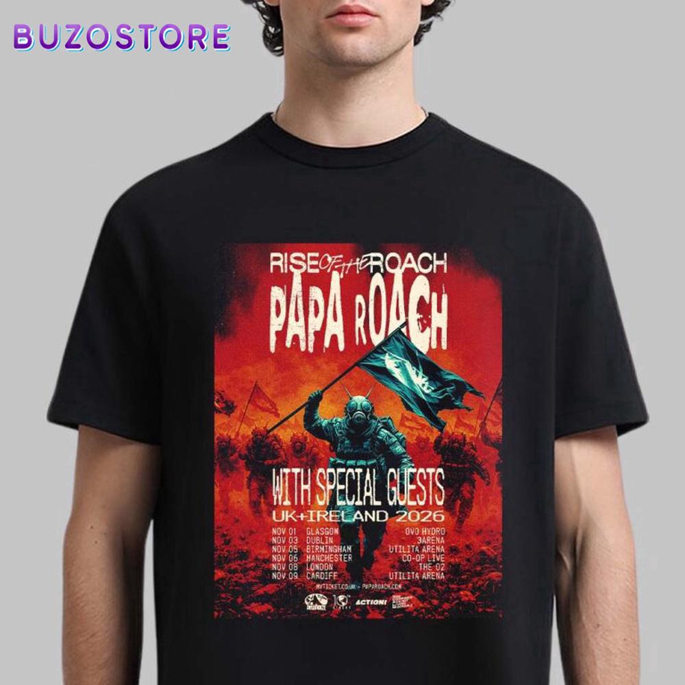 Papa Roach Rise Of The Roach UK And Ireland 2026 Unisex T-Shirt